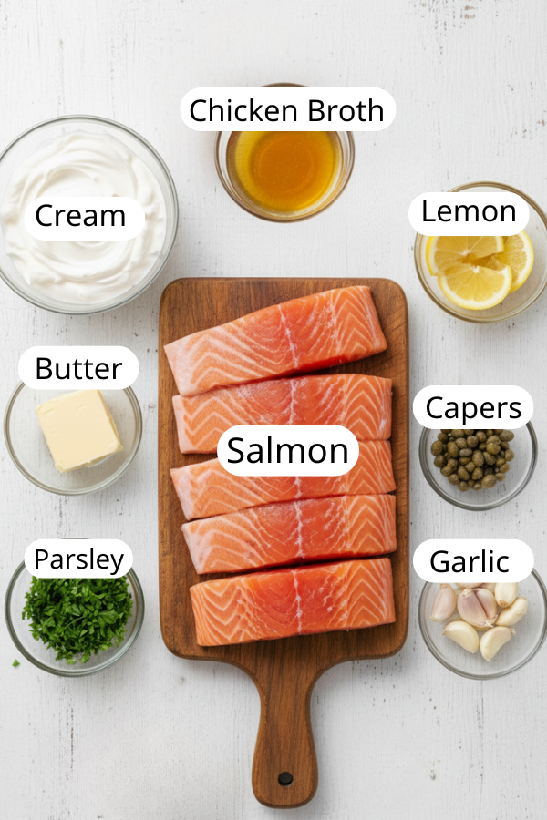Step by step preparation for Easy One Pan Creamy Lemon Caper Butter Salmon