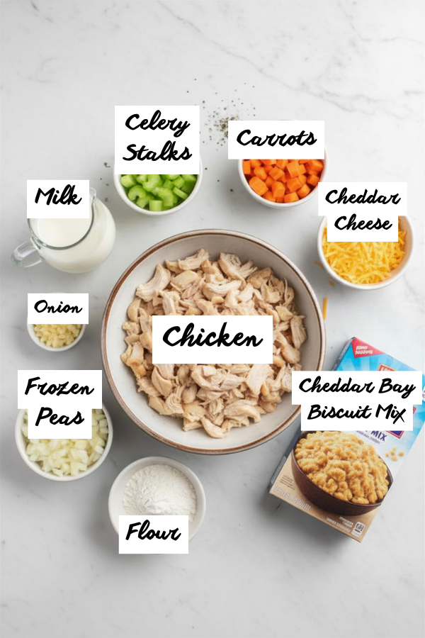 Step by step preparation for Cheddar Bay Biscuit Chicken Pot Pie