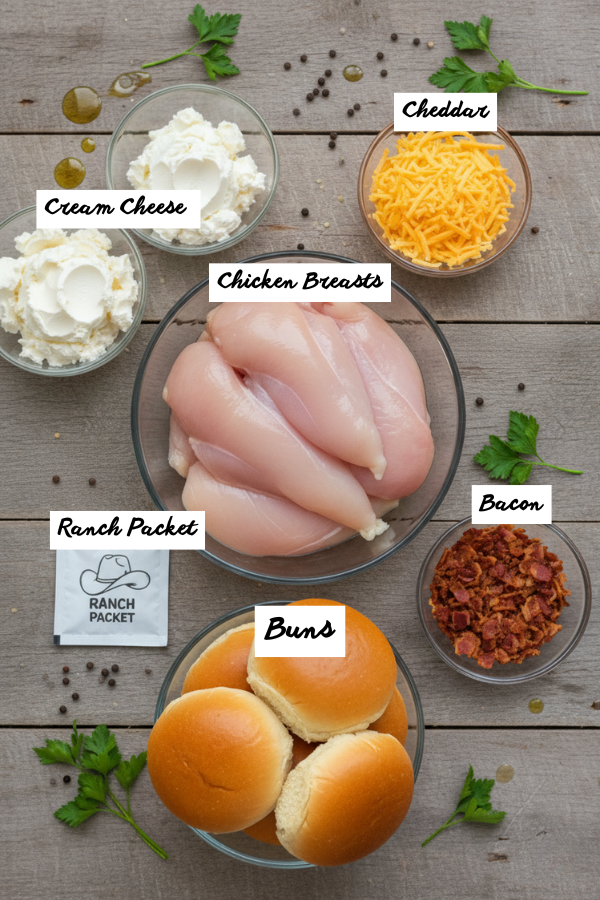 Step by step preparation for Crockpot Crack Chicken Sandwiches