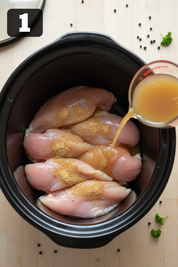 Step by step preparation for Crockpot Crack Chicken Sandwiches