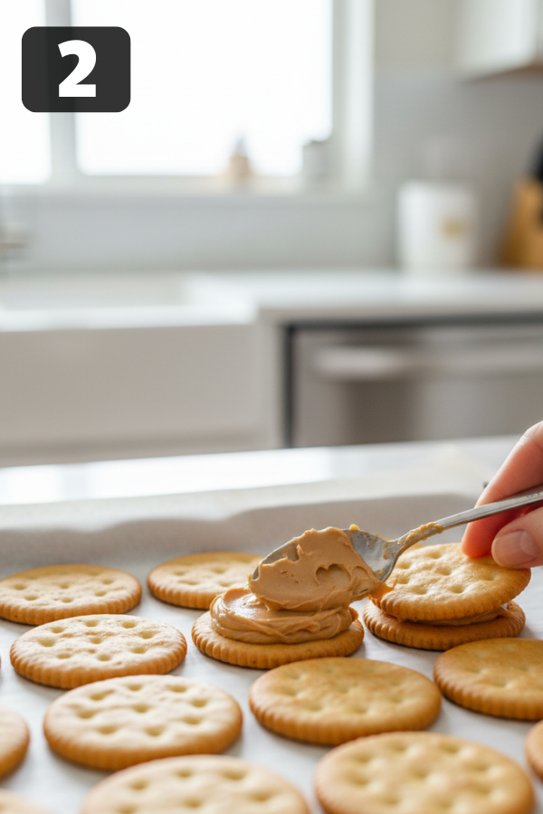 Step by step preparation for Chocolate Peanut Butter Ritz Cookies