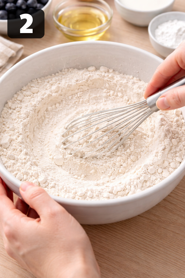 Step by step preparation for Homemade Blueberry Muffins Recipe