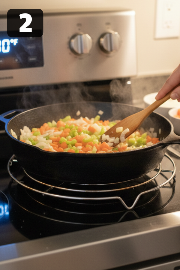 Step by step preparation for Cheddar Bay Biscuit Chicken Pot Pie