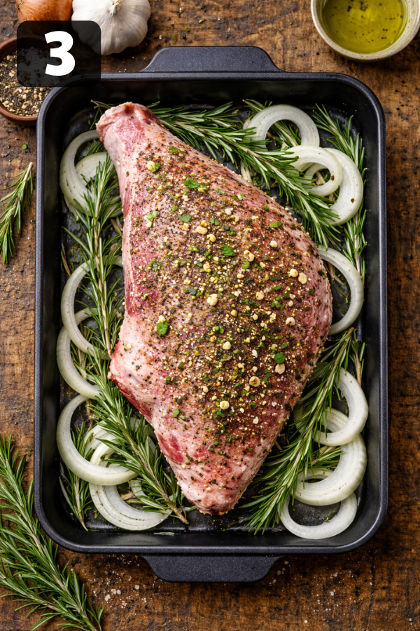 Step by step preparation for Slow Roast Lamb Recipe