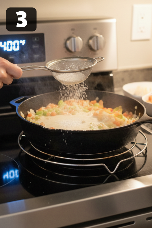 Step by step preparation for Cheddar Bay Biscuit Chicken Pot Pie