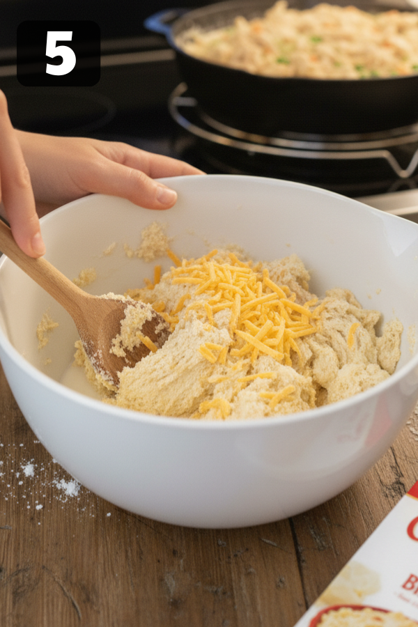 Step by step preparation for Cheddar Bay Biscuit Chicken Pot Pie