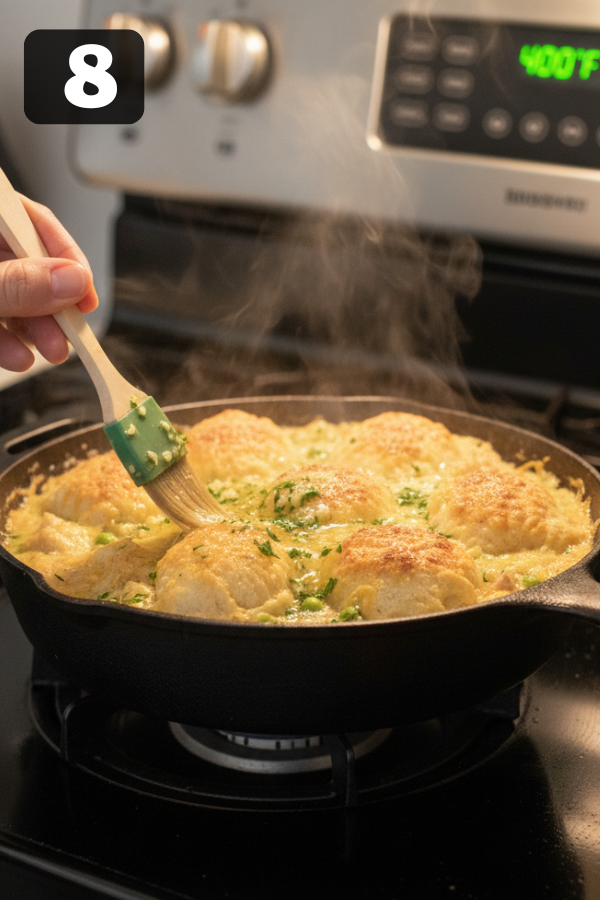 Step by step preparation for Cheddar Bay Biscuit Chicken Pot Pie