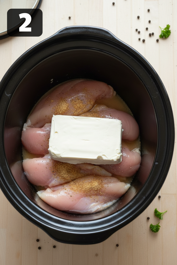 Step by step preparation for Crockpot Crack Chicken Sandwiches