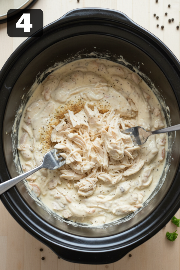 Step by step preparation for Crockpot Crack Chicken Sandwiches