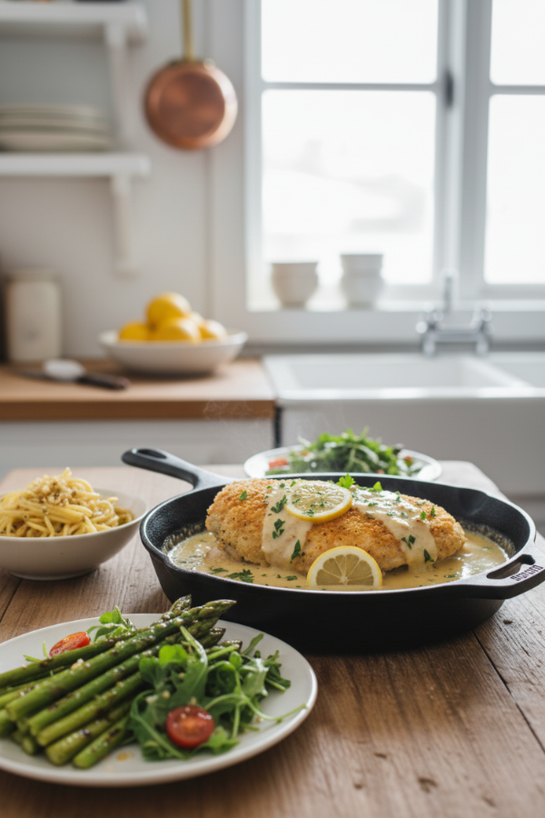 Step by step preparation for Lemon Pecorino Crusted Chicken with Creamy Lemon Sauce