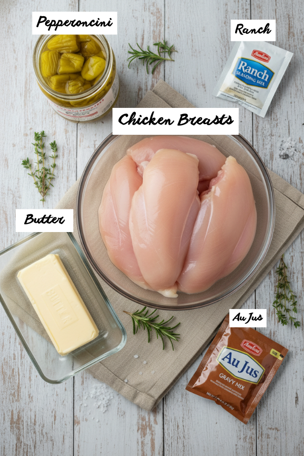 Step by step preparation for Crock Pot Mississippi Chicken