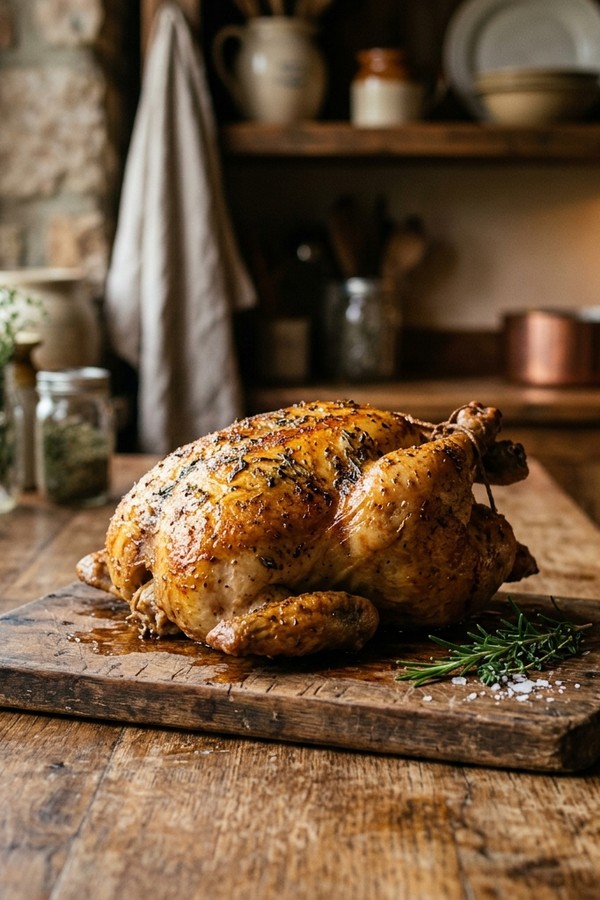 Slow Cooker Rotisserie Chicken golden crispy skin