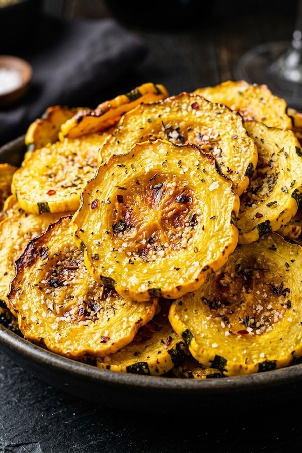 crispy oven baked yellow squash parmesan golden sheet pan
