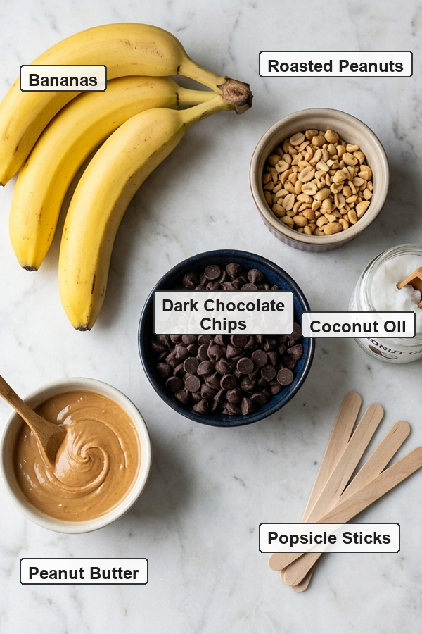 Ingredients for low calorie frozen banana snickers