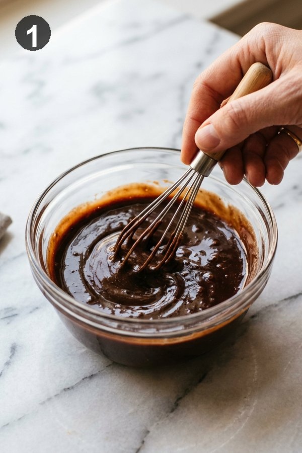 Whisking stir fry sauce in a small glass bowl