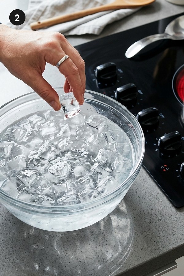 Step 2: Set up ice water bath next to stovetop for tanghulu
