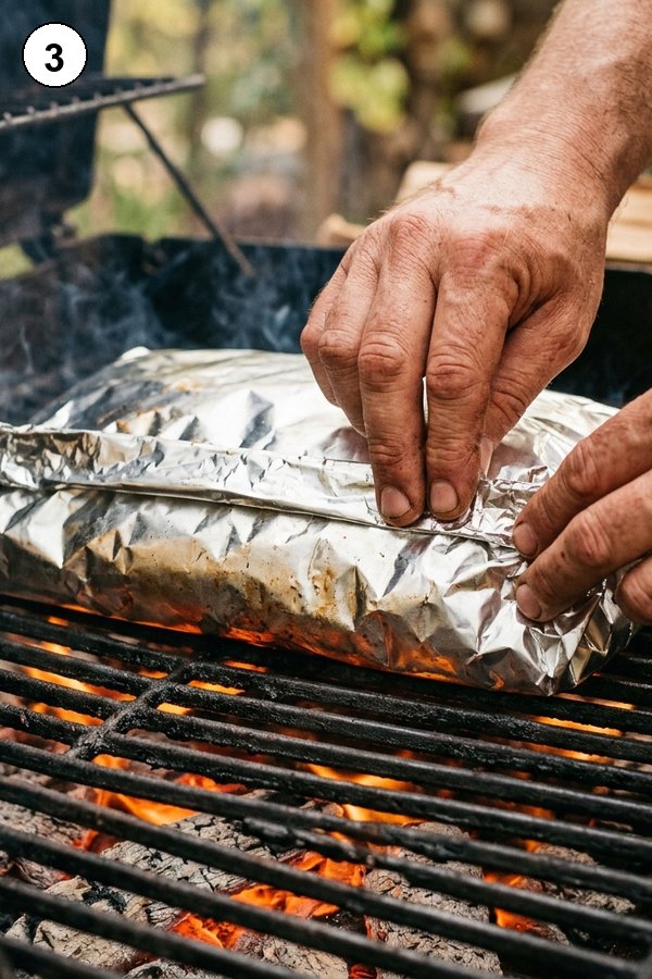 Sealing aluminum foil packet for grilling