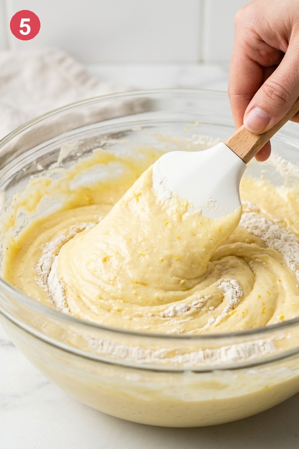 step 5 fold flour into pale yellow batter