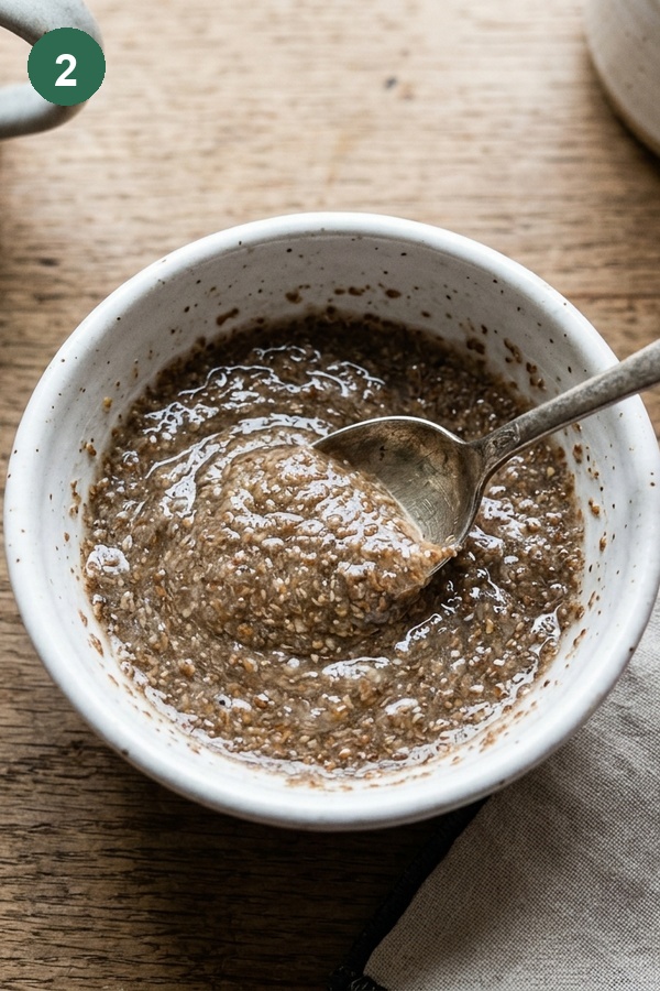 flaxseed and water stirred together to make flax egg