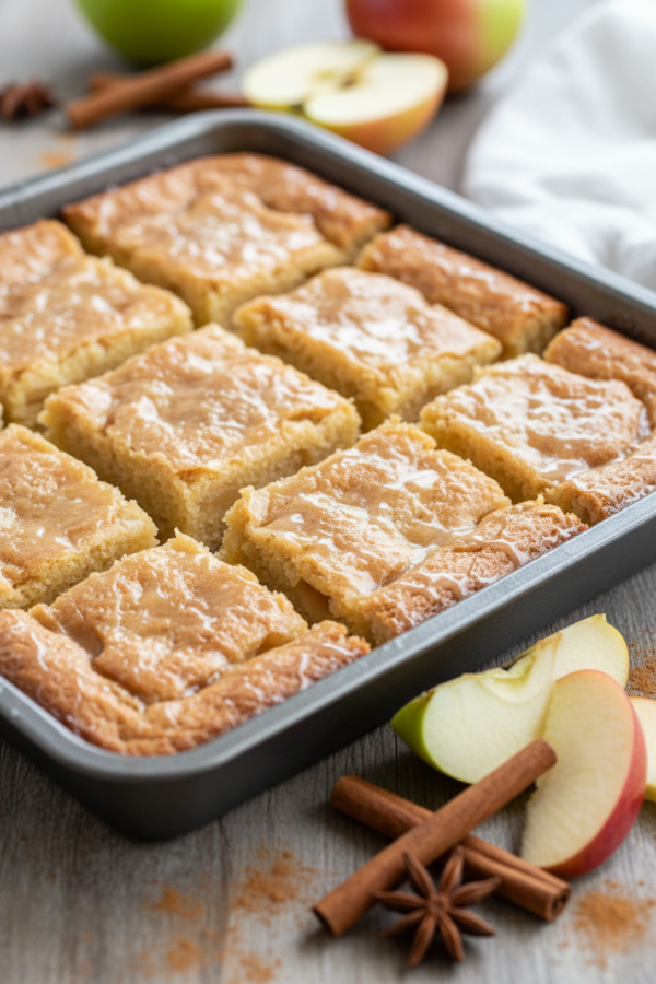 Maple glazed apple blondies recipe with cinnamon apples and sweet maple glaze